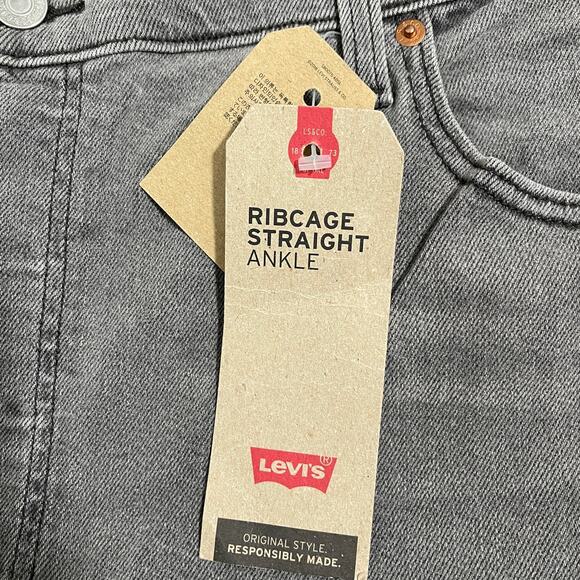 Levi's Ribcage Straight Ankle High Rise Jeans Cosmic Chatter Grey Plus 24W - Picture 6 of 13